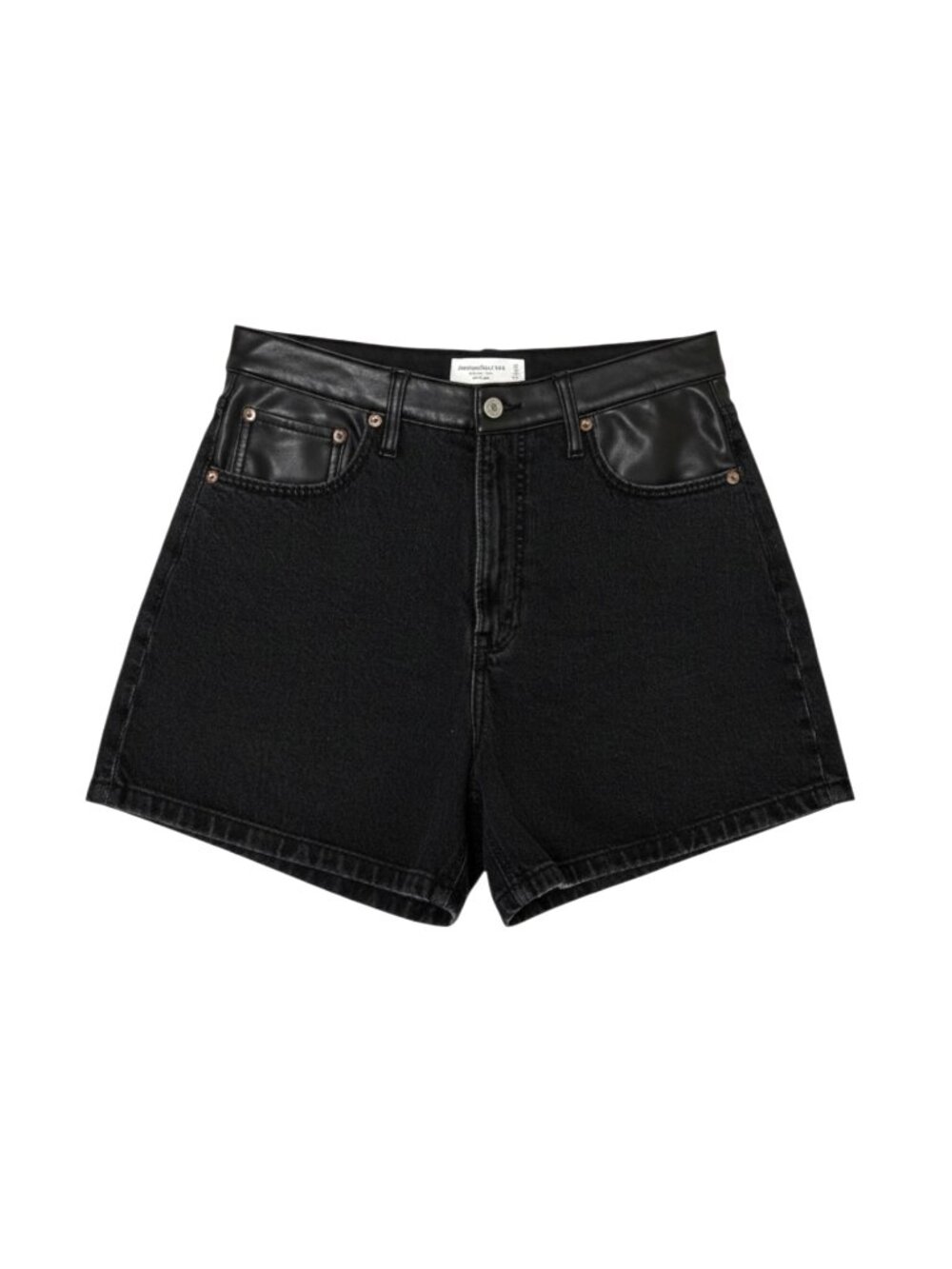 Abercrombie & Fitch The Dad Short Faux Leather Denim Black 30 10 - Picture 2 of 9